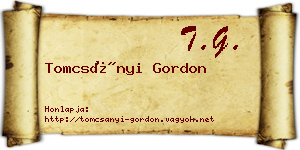 Tomcsányi Gordon névjegykártya
