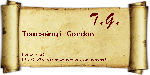 Tomcsányi Gordon névjegykártya